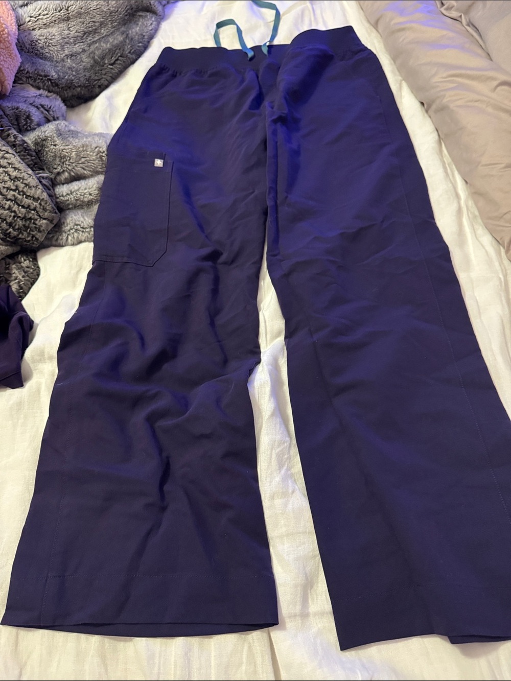 Figs Size L Purple Jam Isabel high waisted wide leg scrub pants